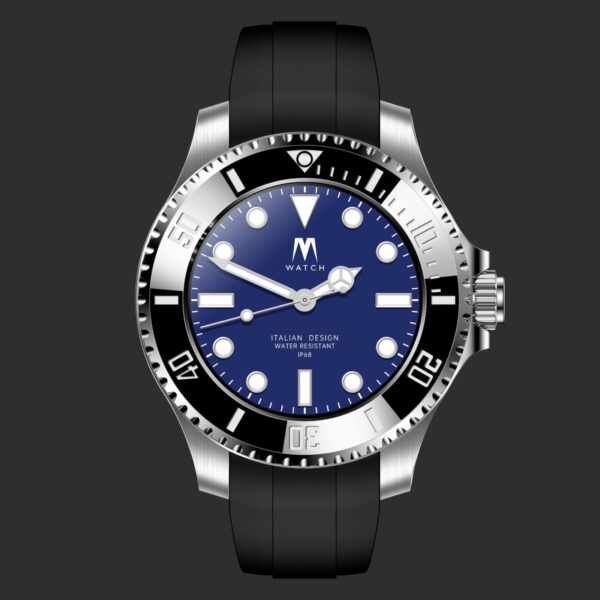 Mai Watch - Cassa acciaio ghiera acciaio cinturino nero chiusura acciaio FRONTE Silver Classic