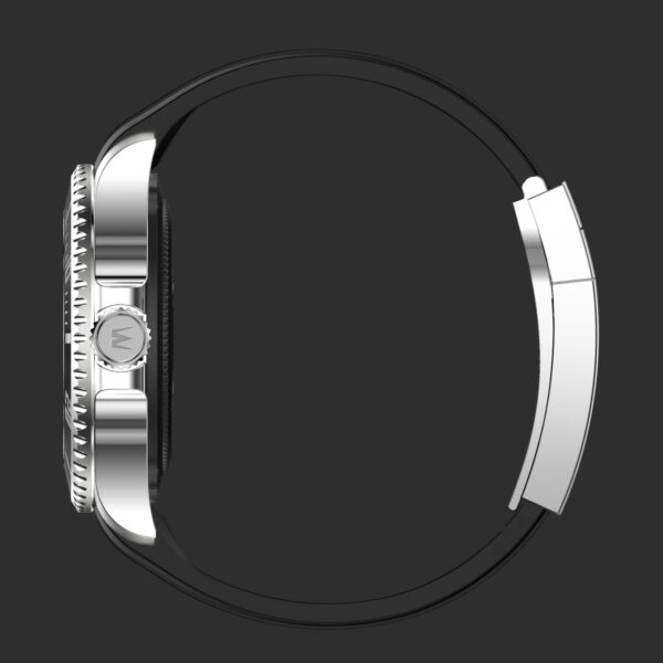 Mai Watch - Cassa acciaio ghiera acciaio cinturino nero chiusura acciaio PROFILO Silver Classic