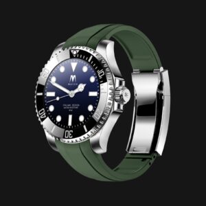 2 Mai Watch - Cassa ACCIAO ghiera ACCIAIO cinturino VERDE chiusura ACCIAIO TREQUARTI