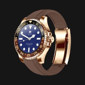 8 Mai Watch - Cassa GOLD ghiera GOLD cinturino MARRONE chiusura GOLD TREQUARTI