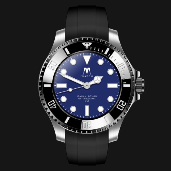 Mai Watch - Cassa ACCIAO ghiera NERO cinturino NERO chiusura NERO - frontale Mai Watch - Cassa ACCIAO ghiera NERO cinturino NERO chiusura NERO - frontale