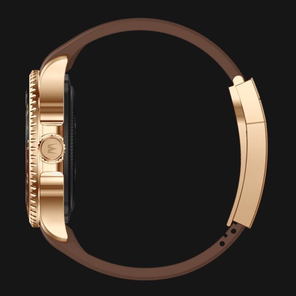 Mai Watch - Cassa GOLD ghiera GOLD GMT cinturino MARRONE chiusura GOLD - profilo Mai Watch - Cassa GOLD ghiera GOLD GMT cinturino MARRONE chiusura GOLD - profilo